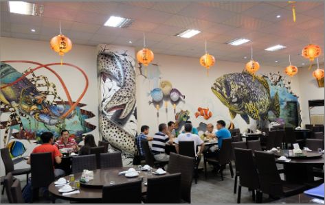 旺苍海鲜餐厅墙体彩绘